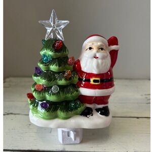Roman Lights Ceramic Santa Claus Christmas Tree Night Light Plug In Lights